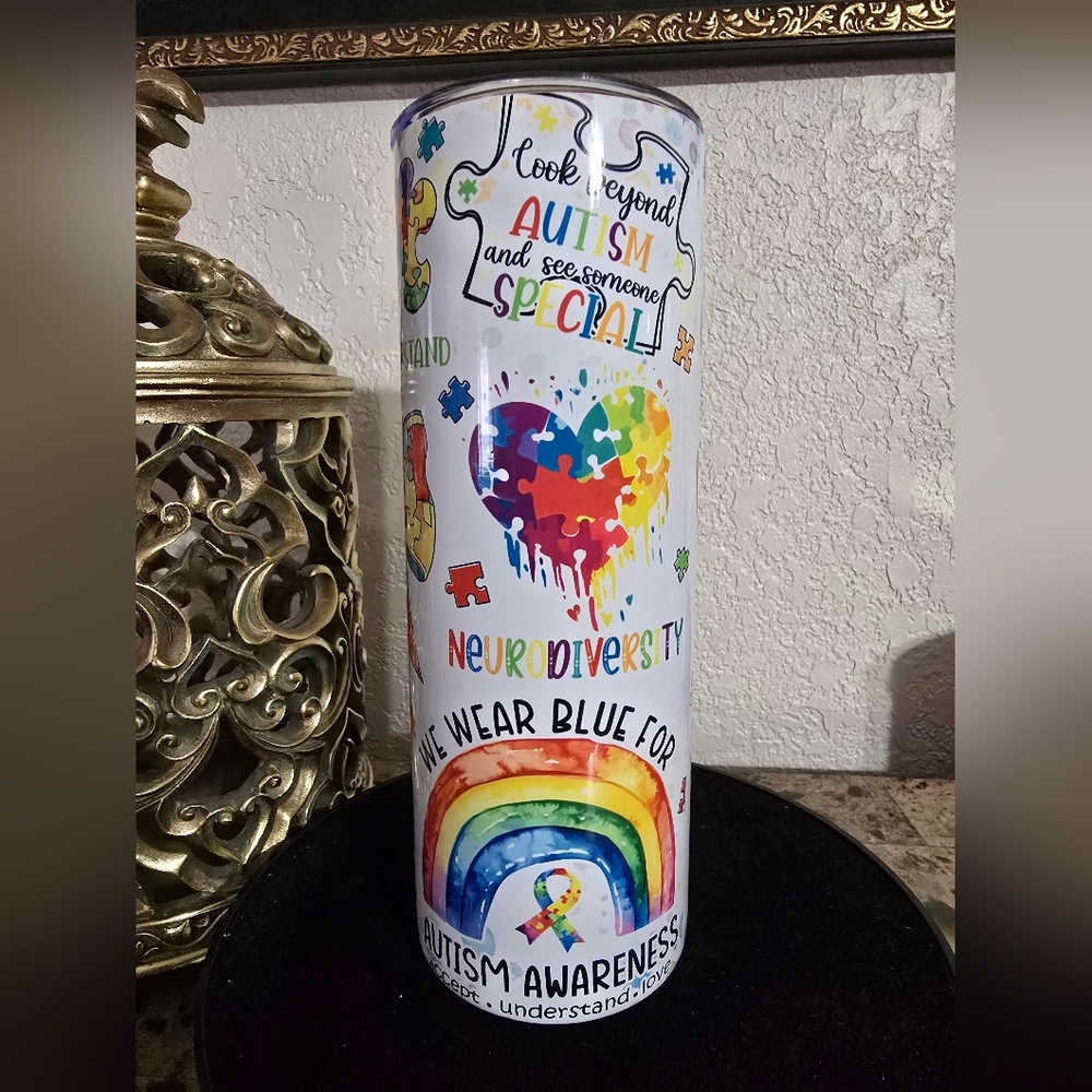 Colorful Autism Awareness Tumbler 20 oz - Picture 5 of 5